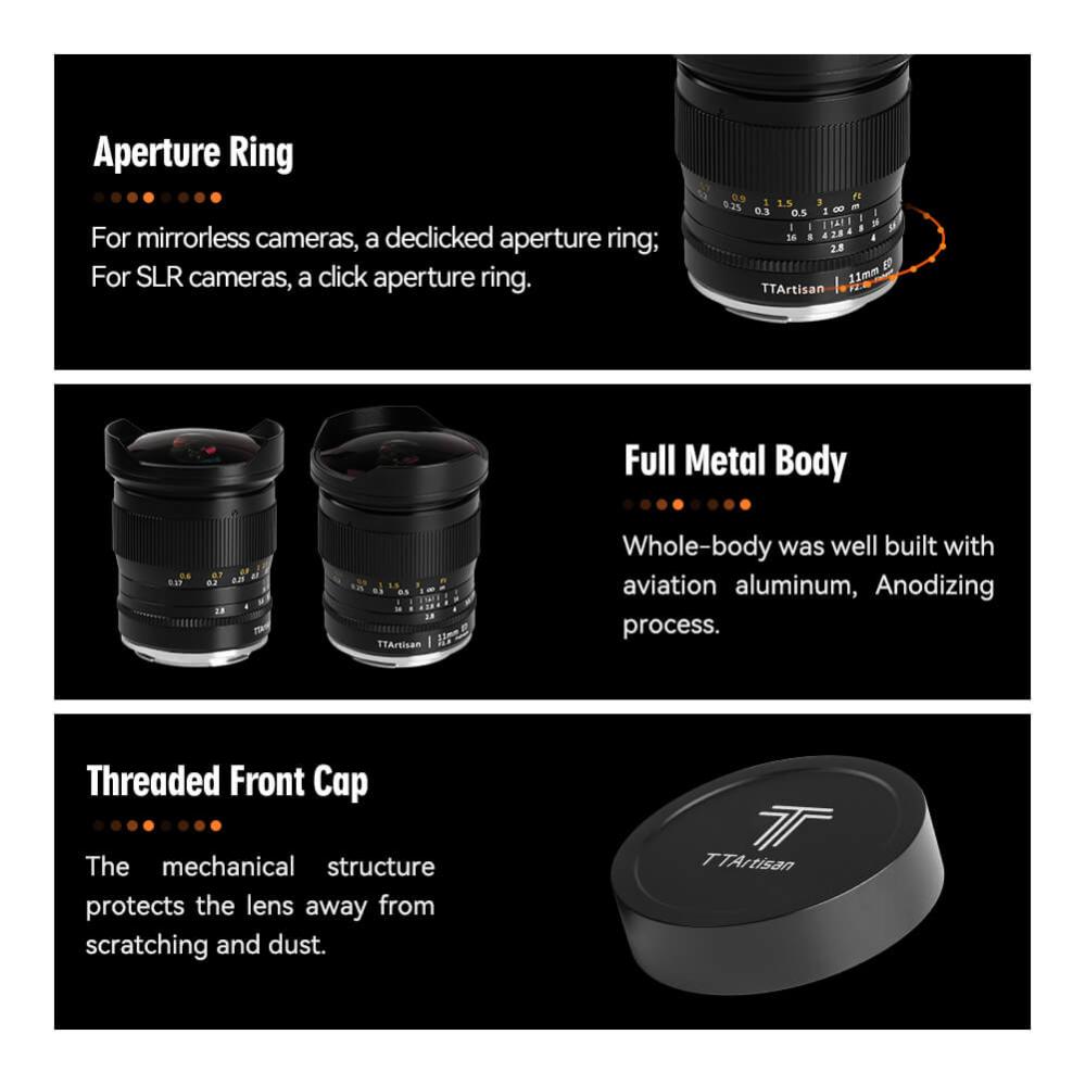  TTArtisan 11mm f/2.8 fullformat fisheye för Nikon F från Kamda – snabb leverans och trygg e-handel