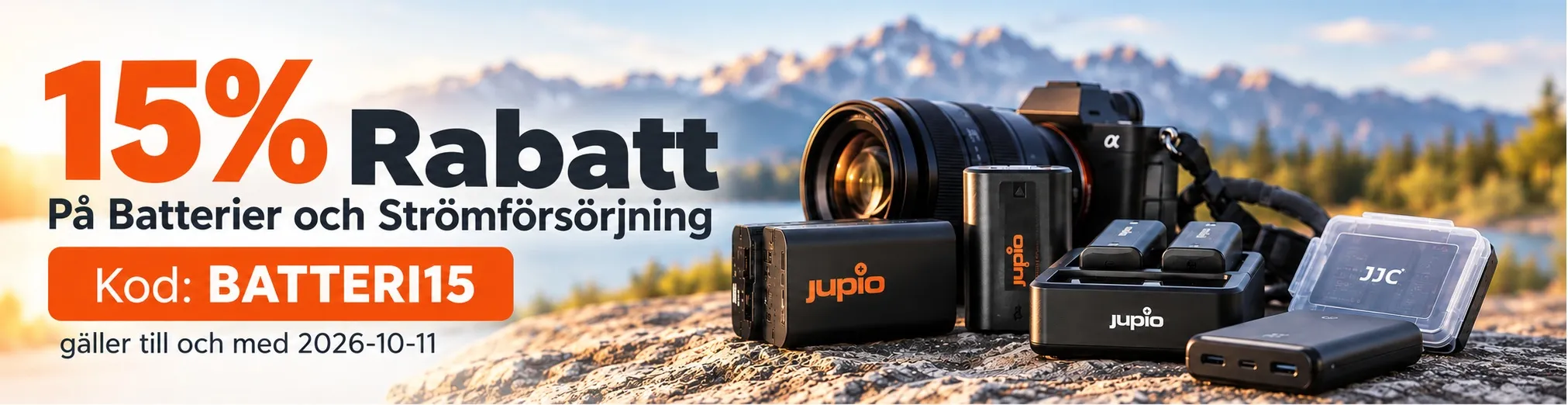 15% rabatt p&aring; batterier och str&ouml;mf&ouml;rs&ouml;rjning